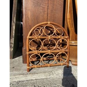 Vintage Bentwood and Bamboo/Rattan Wine Rack Boho Art Deco
